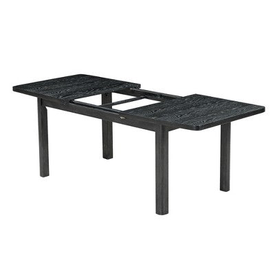 9 Pieces Extendable Dining Table Set for 6, Rectangular Kitchen Dining Table with Removable Leaf and 6 Armless Chairs and 2 Arm Chairs