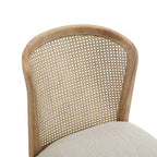 Christopher Knight Home Elowen 7-Piece Farmhouse Expandable Rubberwood Dining Set with Rattan Fabric Upholstered Chairs
