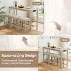 Costway 4PCS Bar Table Set w/Charging Station 3 Padded Stools for Living Room Kitchen