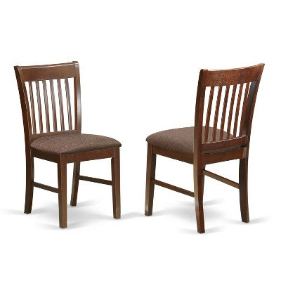 HomeStock 5 Piece Kitchen Table Set Linen Fabric Chairs Mahogany
