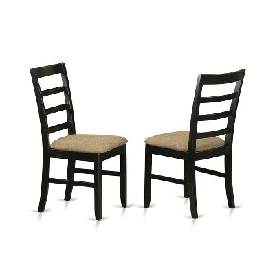 HomeStock 3 Piece Dining Set Round Table Linen Chairs Black Cherry