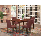 5-Piece Mahogany Finish Solid Wood Top - Rectangular Dining Room Set (Seats-4)