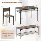 Costway Dining Table Set for 4 Rectangular Table with 2 Chairs, 1 Bench, Storage Racks Rustic Brown/Gray/Brown