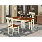 HomeStock 3-Piece Buttermilk and Cherry Finish Solid Wood Top With Dropleaf Dining Table Set