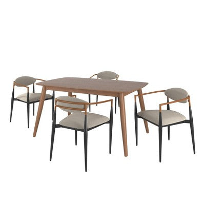 Cortland 5-Piece Fabric Modern Tapered Dining Set - iNSPIRE Q
