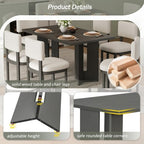 7 Piece Farmhouse Dining Table Set Dining Set for 6, 60 Kitchen Table Set with 6 Upholstered Dining Chairs - ModernLuxe