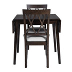 3 Piece Expandable Dining Set with 2 Upholstered Chairs, Wood Dining Table with Drop Leaf for Small Place