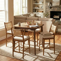 Christopher Knight Home La Modern 5 Piece Rubber Wood Upholstered Counter Set with Square Table and Rope Design