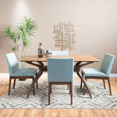 Christopher Knight Home Kwame Mid Century Modern Fabric Upholstered 5 Piece Dining Set