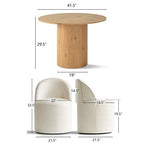 Dining Table Set for 4, Upholstered Barrel Chair with Castors and Round Pedestal Table for Kitchen or Breakfast Nook-Panipeachy