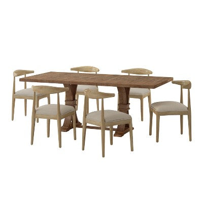 Christopher Knight Home Covey 7 Pieces Contemporary Upholstered Wood Expandable Dining Set