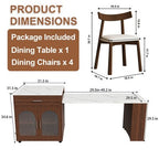 GDFStudio Malthus 80-Inch Expandable Kitchen Island Dining Set with 4 Solid Wood Chairs