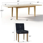 Expandable Dining Table Set for 8, Rectangular Table with Removable Leaves and Armless Linen Chairs, Featuring Solid Wood Legs-Panipeachy