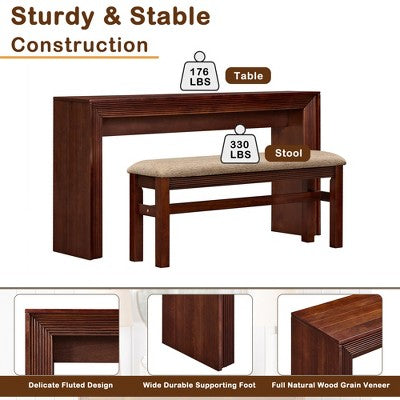 GDFStudio Emily Modern 2 Piece Bar Table Set with Fabric Upholstered Bar Stool