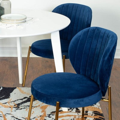 Roundhill Furniture Amoa Contemporary Dining Set, White Round Dining Table with 2 Chairs, 3-Piece
