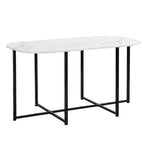 Modern Marble Dining Table Set for 6 with Metal Frame, Rectangular Marble Sticker Table and 6 Chairs for Dining Room Kitchen
