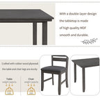 6-Piece Farmhouse Dining Table Set Dining Set with Rustic Dining Table, 4 High-back Dining Chairs and Bench, Natural Wood Wash/Gray-ModernLuxe