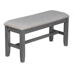 6 Piece Extendable Dining Table Set Dining Set Small Dinette Kitchen Table Set with Foldable Table, 4 Upholstered Chairs, Bench, Gray/Espresso-HABITRI