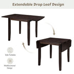 GDFStudio Torquil 3 Piece Ruberwood Dining Set with Foldable Dining Table and 2 X-back Chairs