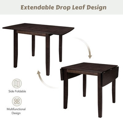 GDFStudio Torquil 3 Piece Ruberwood Dining Set with Foldable Dining Table and 2 X-back Chairs