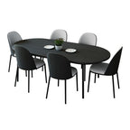 LeisureMod Tule 7-Piece Dining Set in Steel Frame with 6 Upholstered Seat Dining Chairs and 71 Oval Dining Table with Wood Tabletop