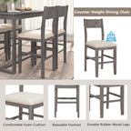 5-Piece Farmhouse Counter Height Dining Table Set with 1 Rectangular Dining Table and 4 Dining Chairs for Small Places - ModernLuxe