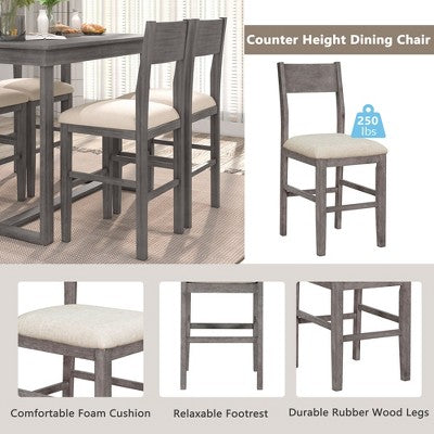 5-Piece Farmhouse Counter Height Dining Table Set with 1 Rectangular Dining Table and 4 Dining Chairs for Small Places - ModernLuxe