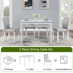 GDFStudio Galen Farmhouse 5-Piece Dining Set with Wooden Rectangular Table and 4 Upholstered Chairs