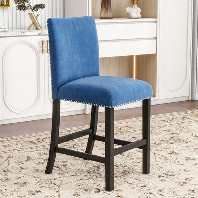 GDFStudio Danielle Modern 5 Piece Rubberwood Counter Height Dining Table Set with Velvet Upholstered Chairs