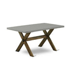 HomeStock 5-Pc Rectangle Distressed Jacobean Finish Solid Wood Top Dining Table with 4-Upholstered Chairs