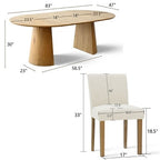 47-83 Extendable Dining Table Set for 6, Natural Wood-Tone Table and 6 Linen Armless Chairs with Solid Wood Legs for Dining Room-Panipeachy