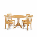 HomeStock 5-Piece Round Natural Oak Finish Solid Wood Top Dining table with 4 Chairs