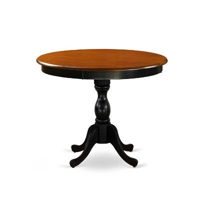 3-Piece Black and Cherry Finish Solid Wood Top - Dining Room Set with High Back - Seats-4