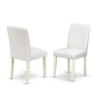 Dinette Set 7Pc Oval Table w/ Leaf & 6 Chairs - White PU Leather - Tuscan Style