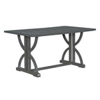 6 PCS Retro Dining Table Set, Rectangular Table with Unique Legs and Upholstered Chairs-ModernLuxe