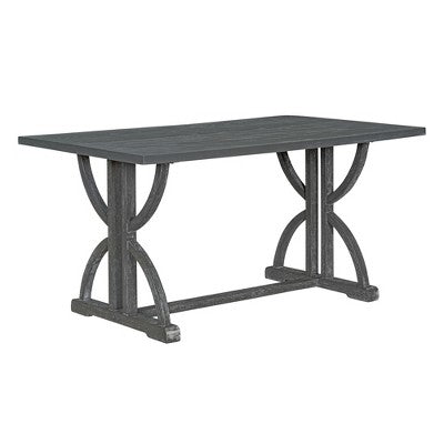 6 PCS Retro Dining Table Set, Rectangular Table with Unique Legs and Upholstered Chairs-ModernLuxe