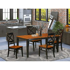 HomeStock 5-Piece Rectangle Black and Cherry Finish Solid Wood Top Dining table with 4-Chairs