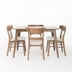 Christopher Knight Home Bryner Mid Century Modern Fabric Upholstered Wood 5 Piece Dining Set