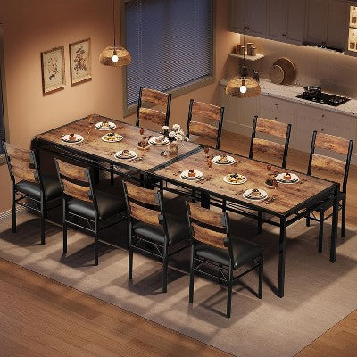 Dining Table Set for 4, Wood Kitchen Table with 4 Upholstered Chairs, Kitchen Table Chairs Set of 4 w/Collision Angle for Small Space, Kitchen Room