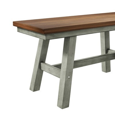 Farmhouse 6-Piece Wood Dining Table Set with Long Bench and 4 Dining Chairs-ModernLuxe
