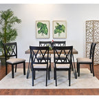 Arroyo 7-Piece Dining Set, Hairpin Dining Table with 6 Cross-back Chairs, Rich Black