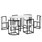 Modern Marble Dining Table Set for 6 with Metal Frame, Rectangular Marble Sticker Table and 6 Chairs for Dining Room Kitchen