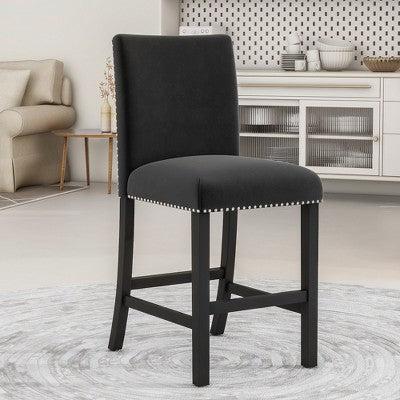 GDFStudio Danielle Modern 5 Piece Rubberwood Counter Height Dining Table Set with Velvet Upholstered Chairs