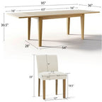 Expandable Dining Table Set for 8, Rectangular Table with Removable Leaves and Armless Linen Chairs, Featuring Solid Wood Legs-Panipeachy