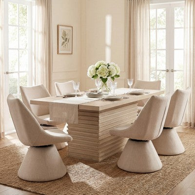 Christopher Knight Home Wichai Modern 7 Piece Wooden and Metal Dining Set with Swivel Chairs and Rectangular Table