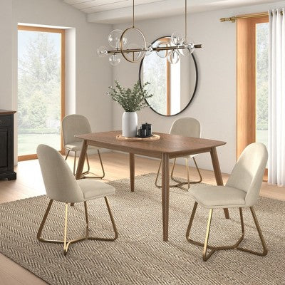 Cortland 5-Piece Fabric Mid-Century Modern Tapered Dining Set - iNSPIRE Q