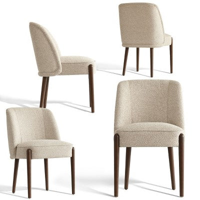 5-Piece Modern Dining Room Set for 4, Charcoal Round Table with 4 Upholstered Dining Chairs with Wood Legs for Dining Room or Farmhouse-Panipeachy
