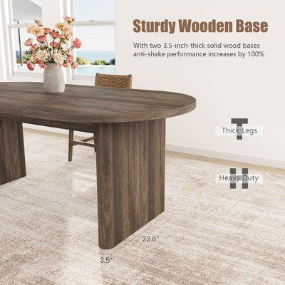 70.8 Inch Oval Dining Table with Upholstered Dining Chairs, Kitchen Table with Thick Sturdy Wooden Base, High Back Dining Chair with Solid Wood Legs