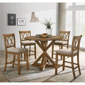 Roundhill Furniture Windvale Cross-Buck Wood Counter Height Dining Set - 5-Piece