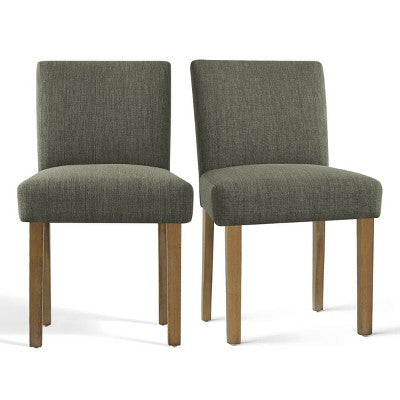 Expandable Dining Table Set for 8, Rectangular Table with Removable Leaves and Armless Linen Chairs, Featuring Solid Wood Legs-Panipeachy